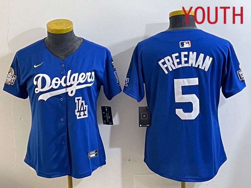 Youth Los Angeles Dodgers #5 Freeman Blue Game 2024 Nike MLB Jersey style 1129